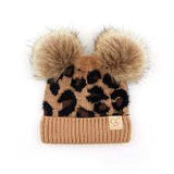 Baby leopard double Pom cc beanie