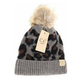 Kids leopard Pom CC beanie