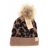 Kids leopard Pom CC beanie