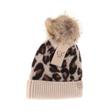 Kids leopard Pom CC beanie