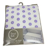Lilac Flower Dot Deluxe Flannel Fitted Crib Sheet