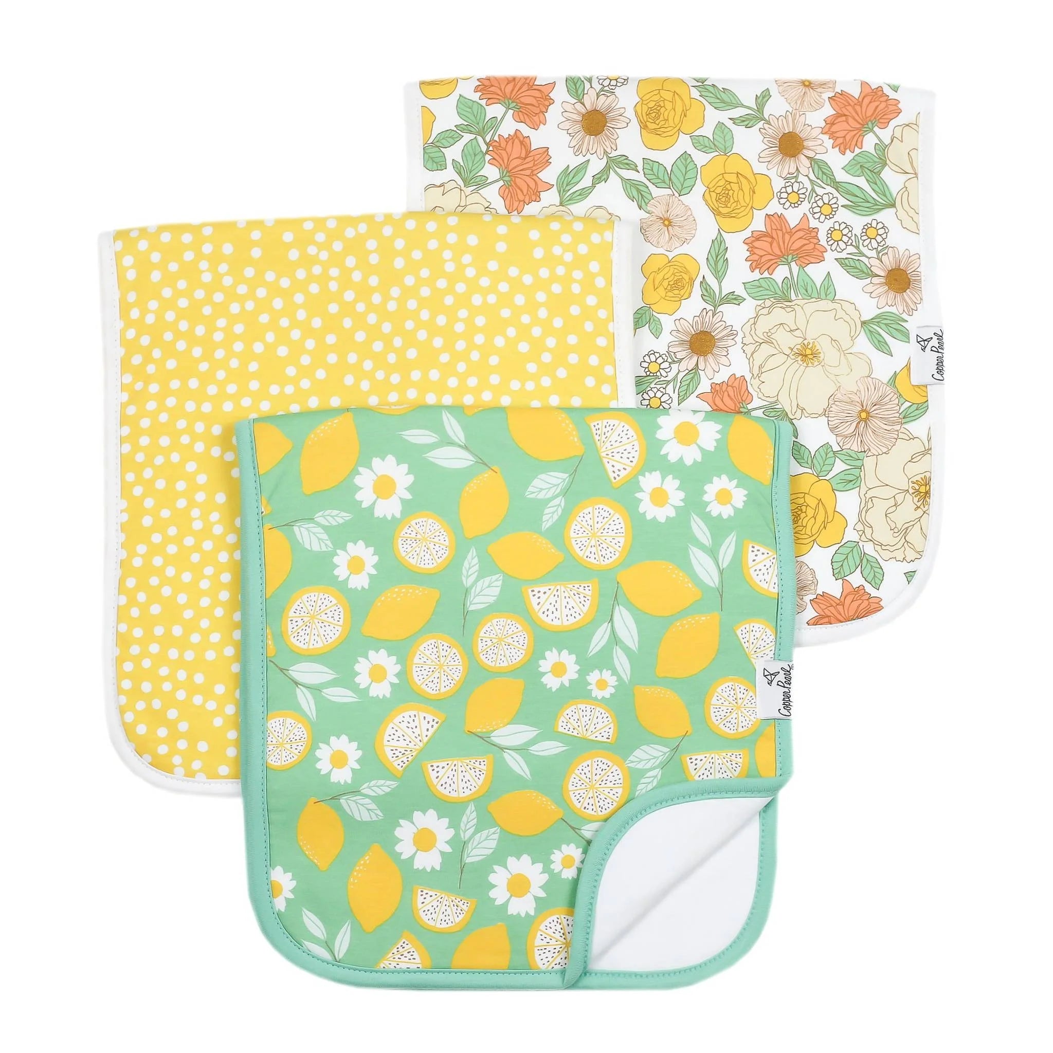 Copper Pearl Lemon Burp Cloth Set (3-pack)