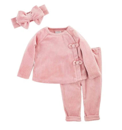 Pink Velour 3Pc Set 6-9
