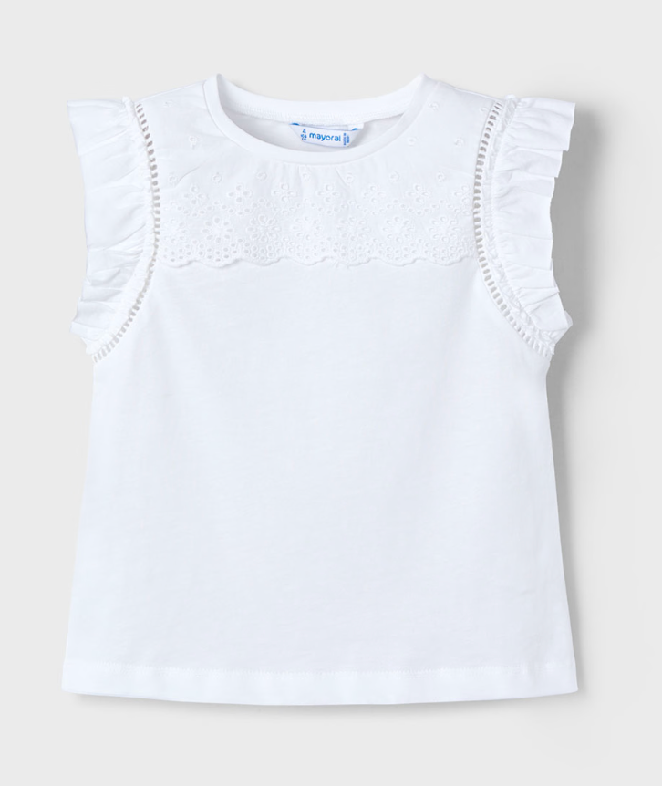 MAYORAL | Cotton Eyelet Top White