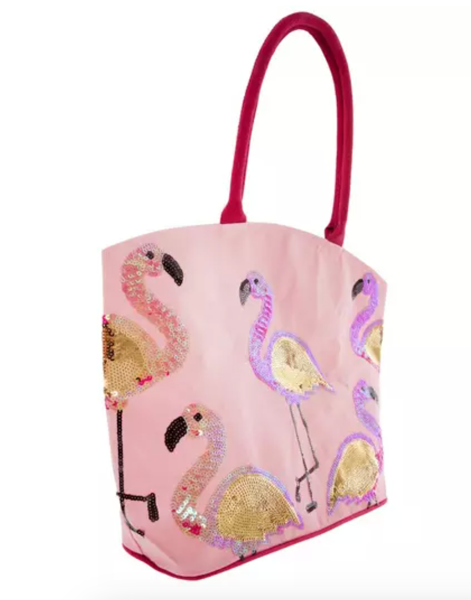 Sequin Flamingo Tote Bag