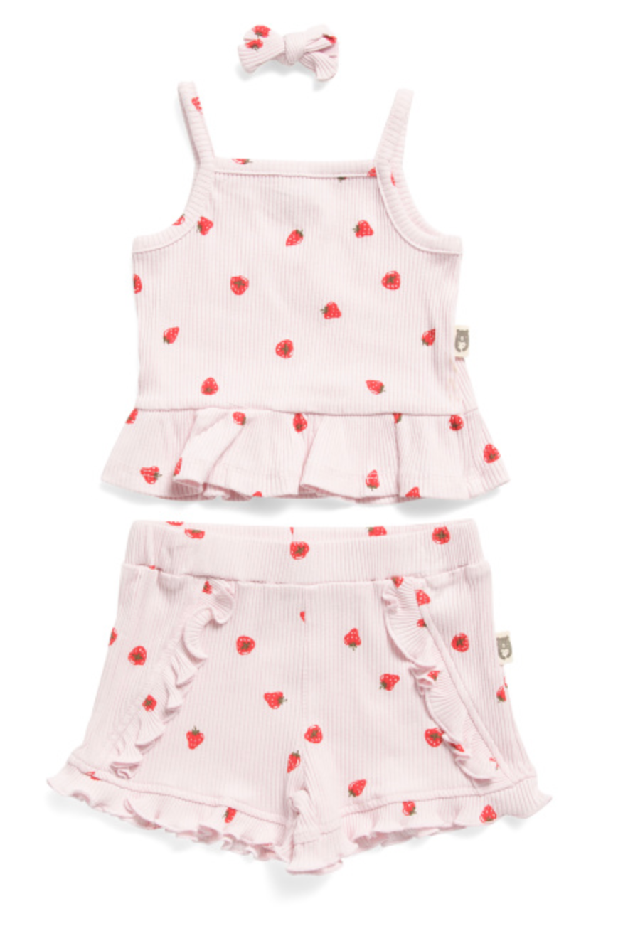 Rabbit + Bear Organic Strawberry 3PC Set