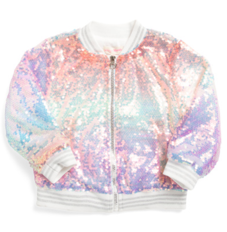 Girls Bomber Sequin Jacket