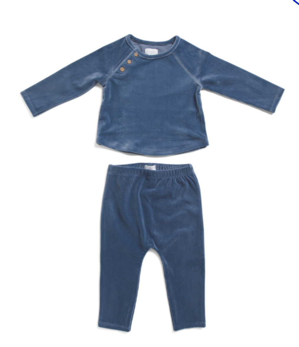 Mud Pie | 2Pc Velour Set - Blue