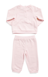 Little Me | 2Pc Pink & Gold Flower Sweat Set