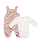 Rabbit + Bear | 3Pc Bow Overall Set With Onesie & Hair Bow