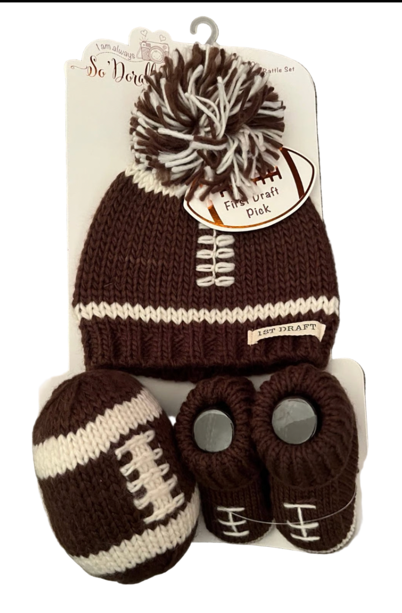 First Draft - 3PC Hat/Bootie/Rattle set.