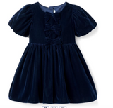 Janie and Jack Velvet Bow Dress - Navy