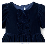 Janie and Jack Velvet Bow Dress - Navy