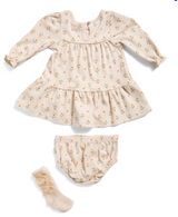 Rabbit + Bear Organic 3PC SunFlower Jersey Dress With Bloomers