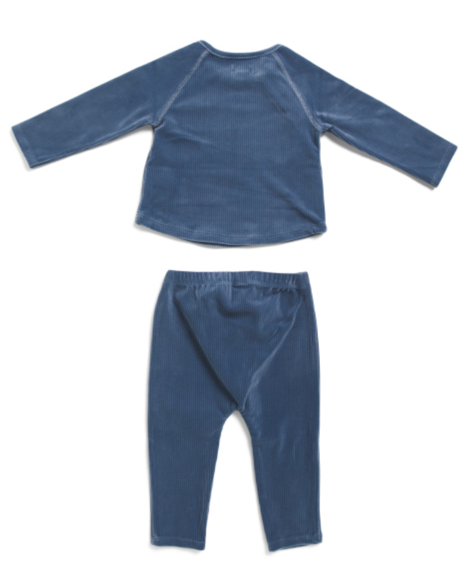 Mud Pie | 2Pc Velour Set - Blue