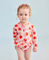 Strawberry  Rashguard Swimsuit with Hat