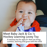 Hockey Puck Baby Learning Lovey Tag Stroller Toy 10" x 10"