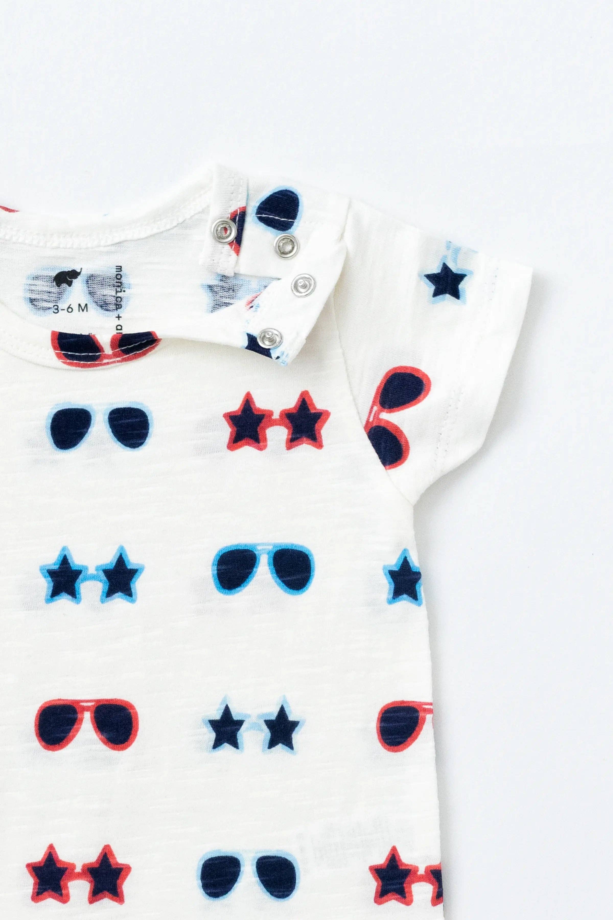 Slub Shorty Romper_Patriotic Sunglasses