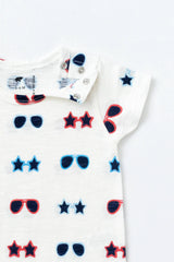 Slub Shorty Romper_Patriotic Sunglasses