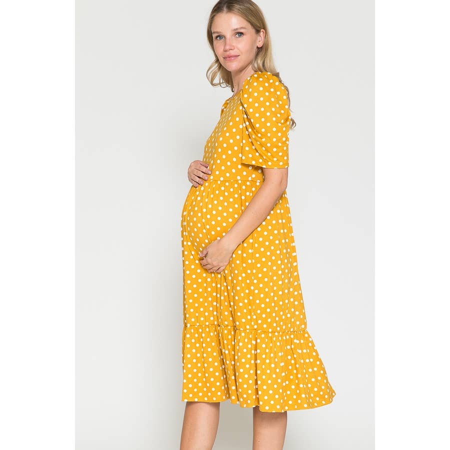 Maternity Polka Dot Babydoll Midi Dress