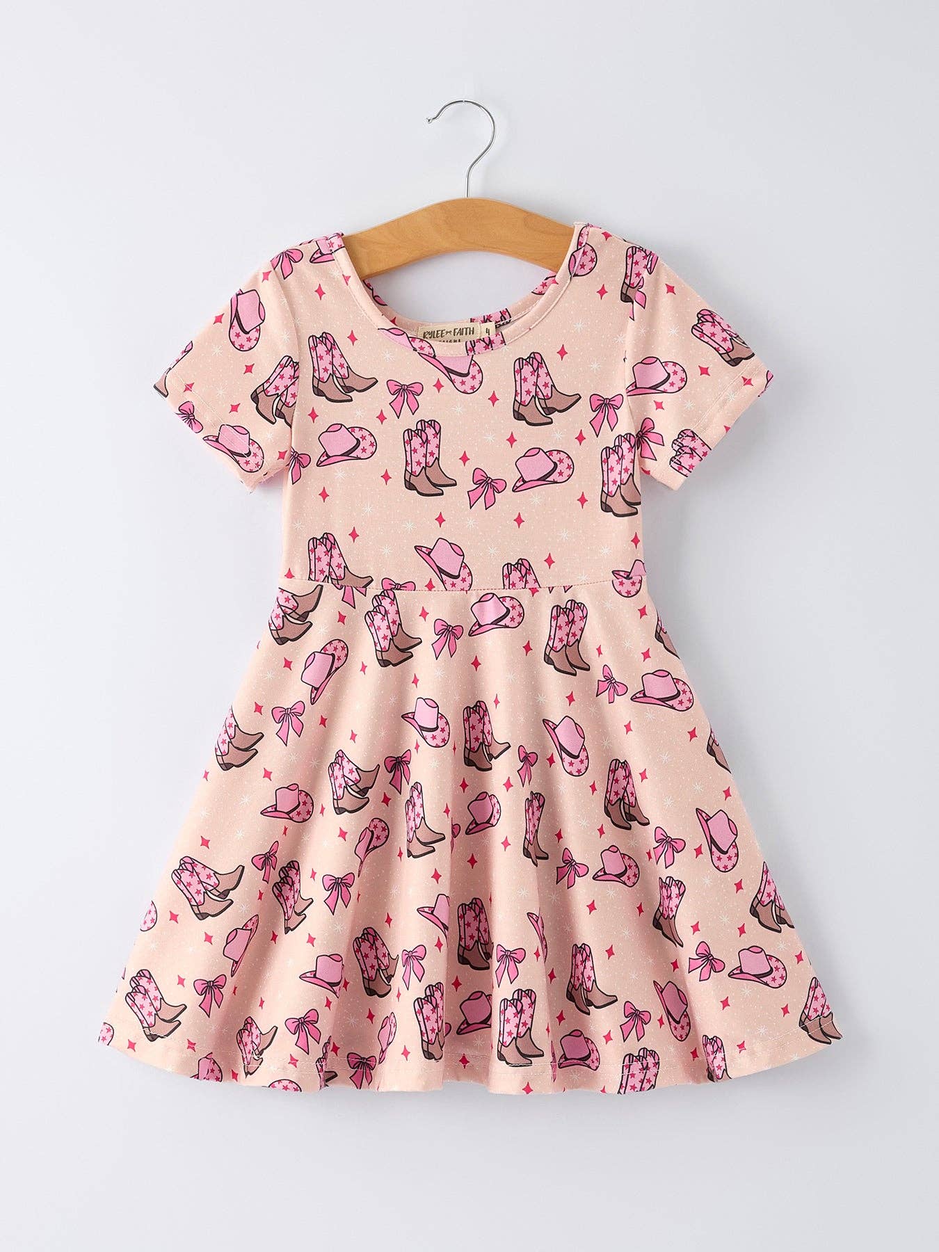 Western Print Girl Short Sleeve Dress