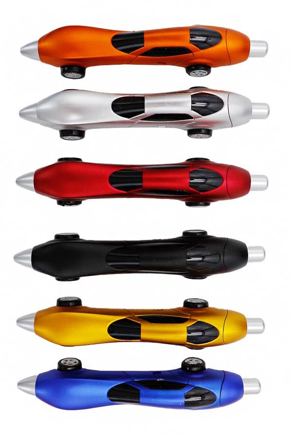 Metallic Racing Car 24 Bundle Set Novelty Ball Point Gel 0.7