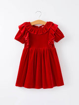 Rylee Faith Designs - Christmas Red Velvet Girls Dress