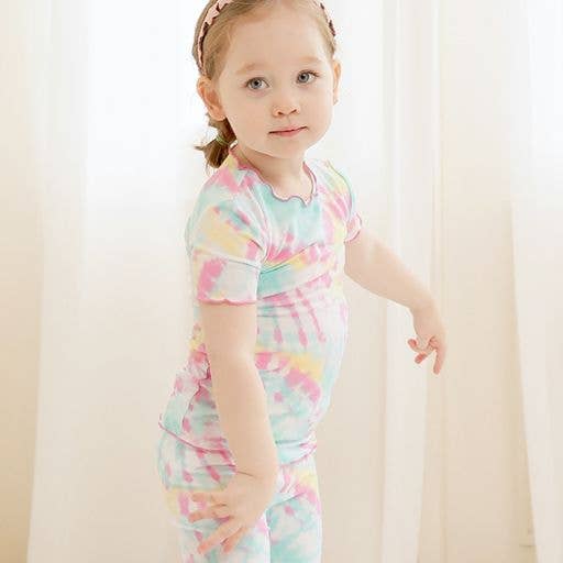 Bamboo Tie Dyeing Mint Pink Short Sleeve PJs