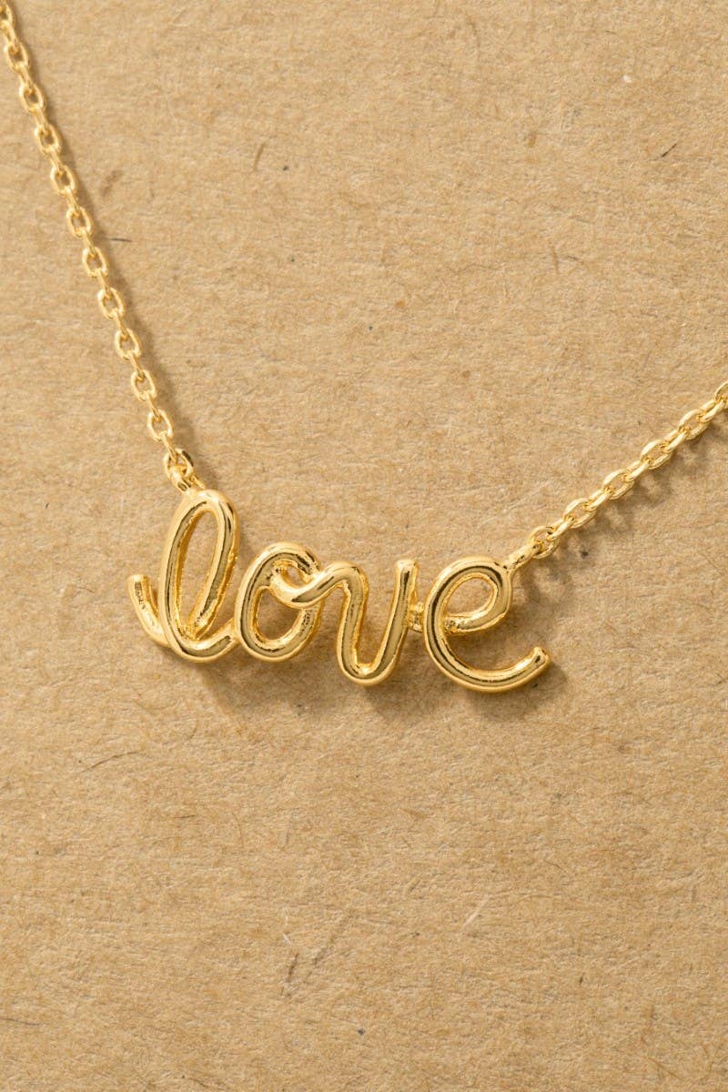 Handwritten Gold Dipped Love Pendant Necklace