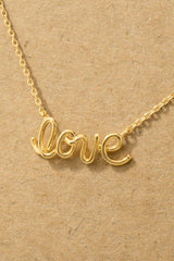 Handwritten Gold Dipped Love Pendant Necklace