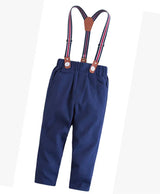 Navy Classic Boy Cotton Chino Long Pants with Suspenders