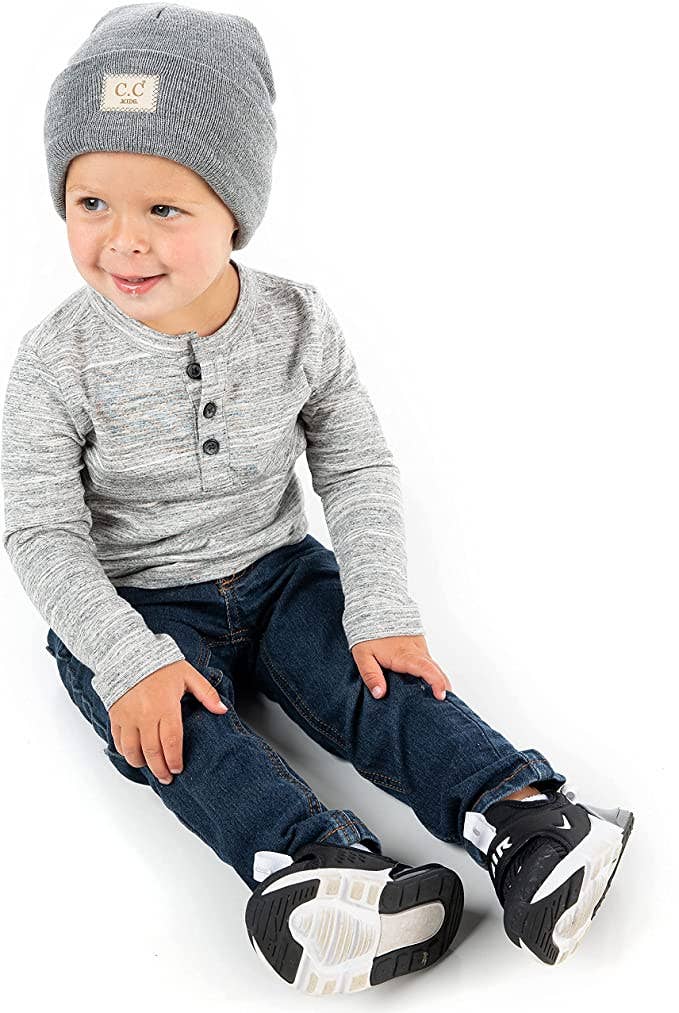 CC Kids Suede Patch Beanie (Heather Grey)