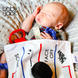 Hockey Puck Baby Learning Lovey Tag Stroller Toy 10" x 10"