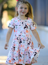 Halloween Ghost Twirl Dress Short-sleeved