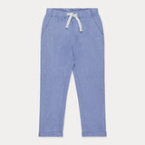Toddler Pants, Chambray Fabric Trousers, Blue Shades
