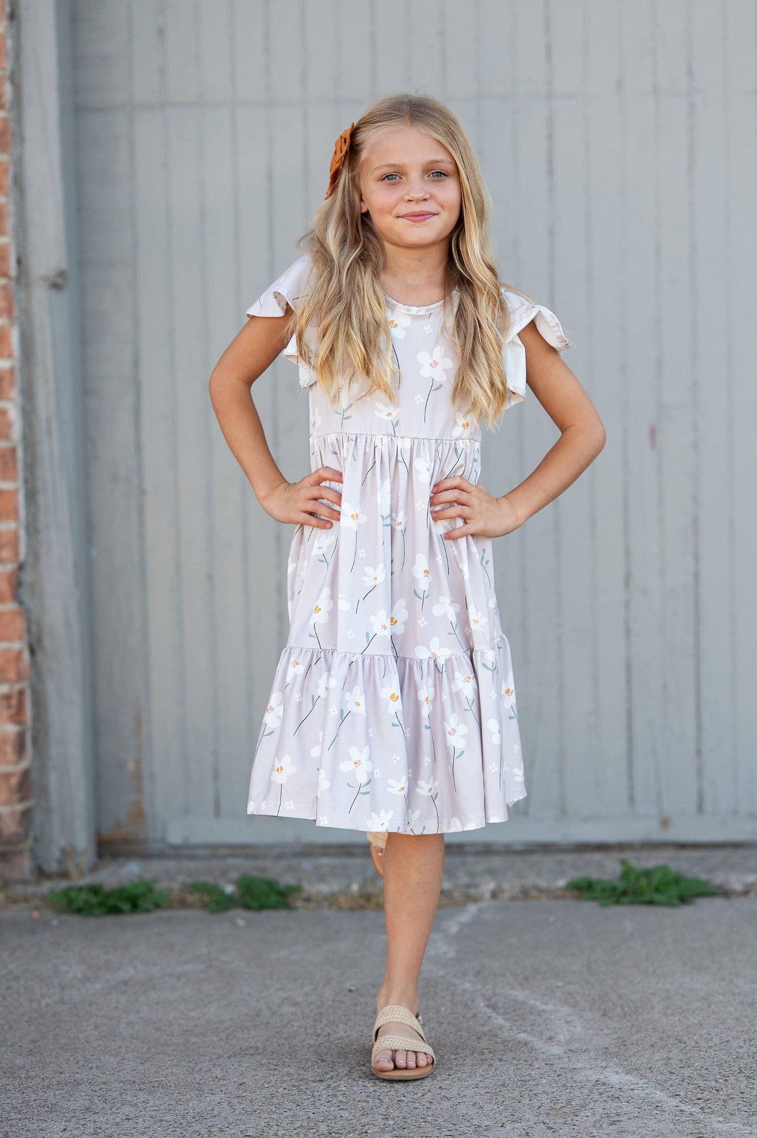 Spring Floral Flutter Sleeve Twirl Dress