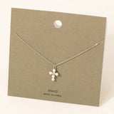 Pearly Studded Cross Pendant Necklace