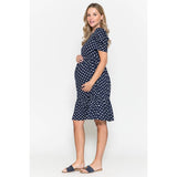 Maternity Polka Dot Babydoll Midi Dress
