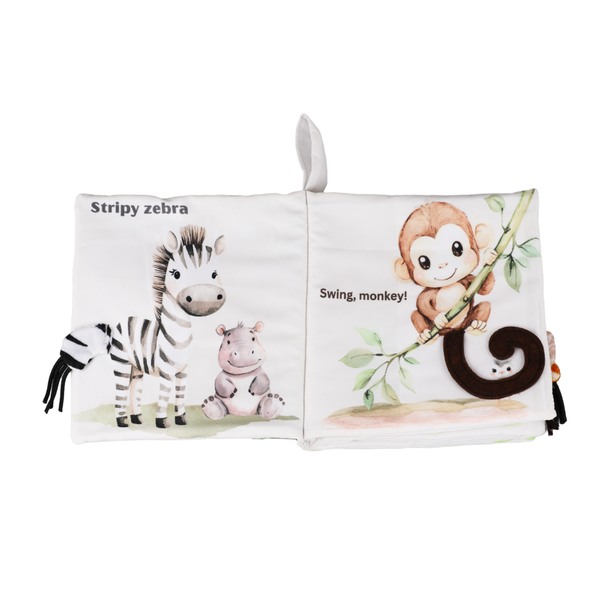 Safari Friends Tails 10-Page Soft Crinkle Cloth Baby Book