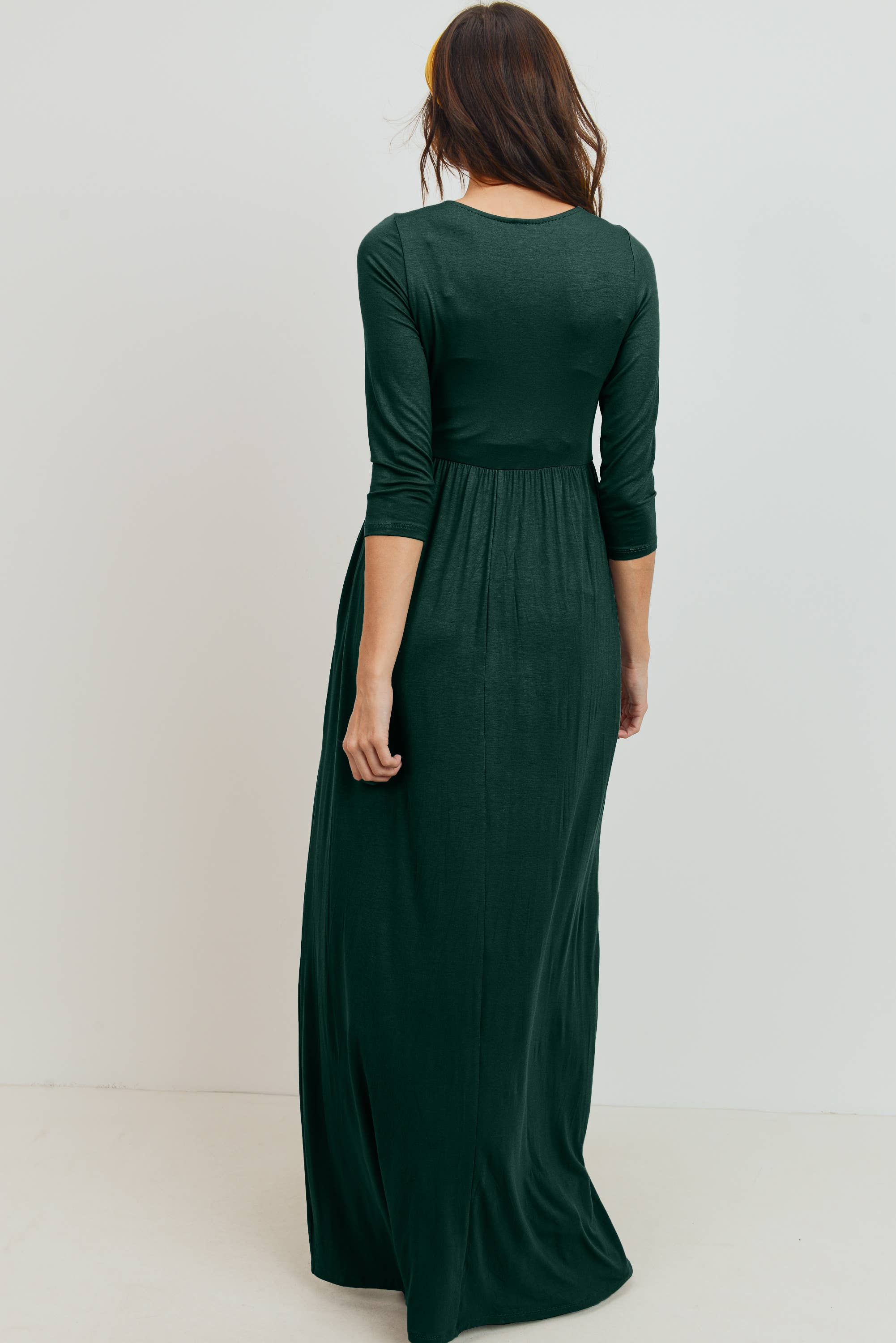 Surplice Quarter Sleeve Nursing Maxi Dress