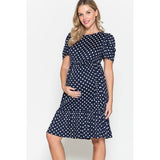 Maternity Polka Dot Babydoll Midi Dress