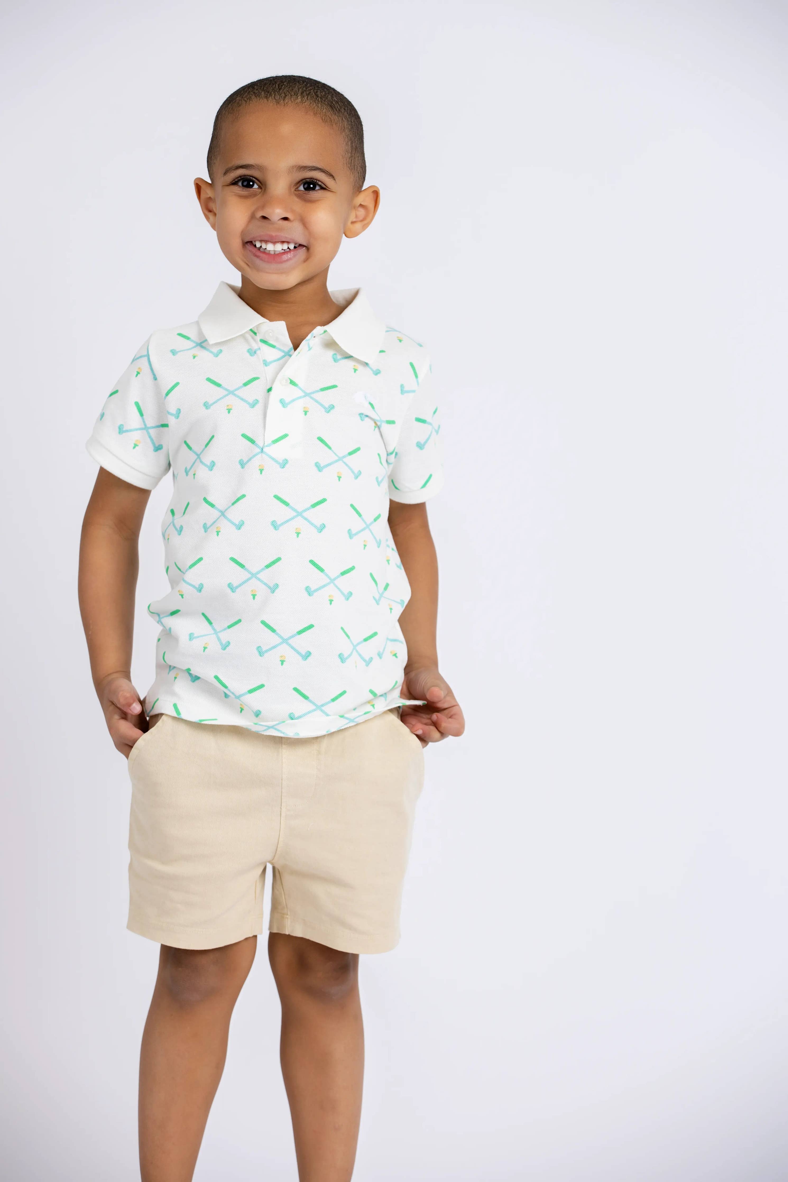 Baby Short Sleeve Polo + Twill Short Set_Golf Day