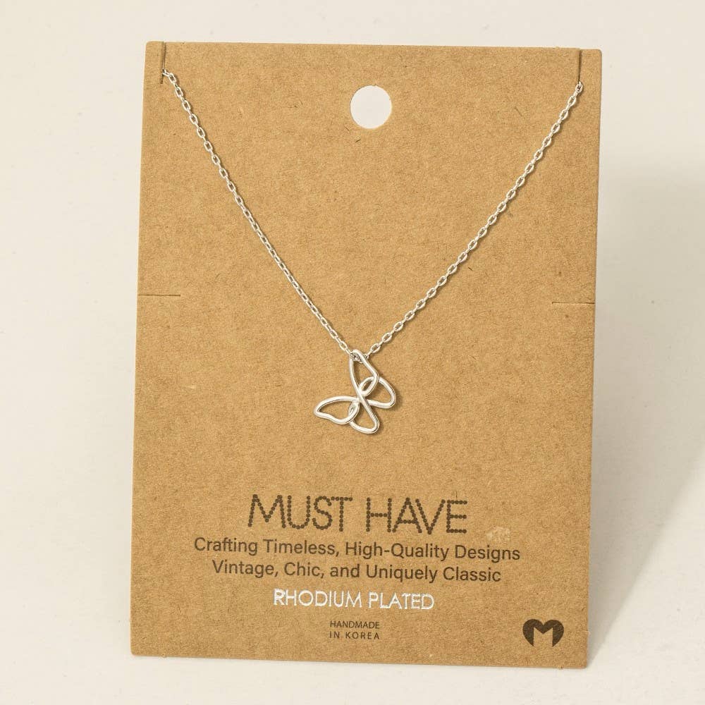 Gold Dipped Wire Butterfly Pendant Necklace