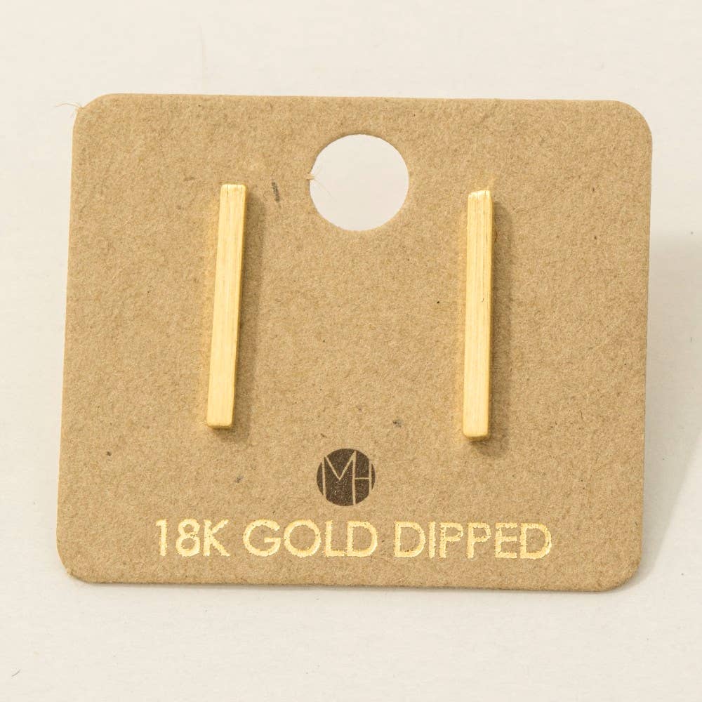 Gold Dipped Dainty Bar Stud Earrings