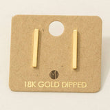 Gold Dipped Dainty Bar Stud Earrings