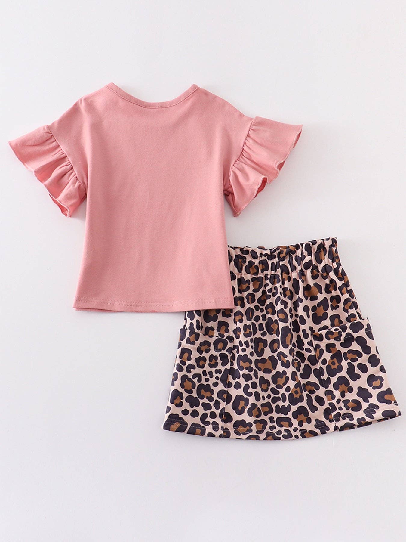 Pink "easter"leopard  skirt set