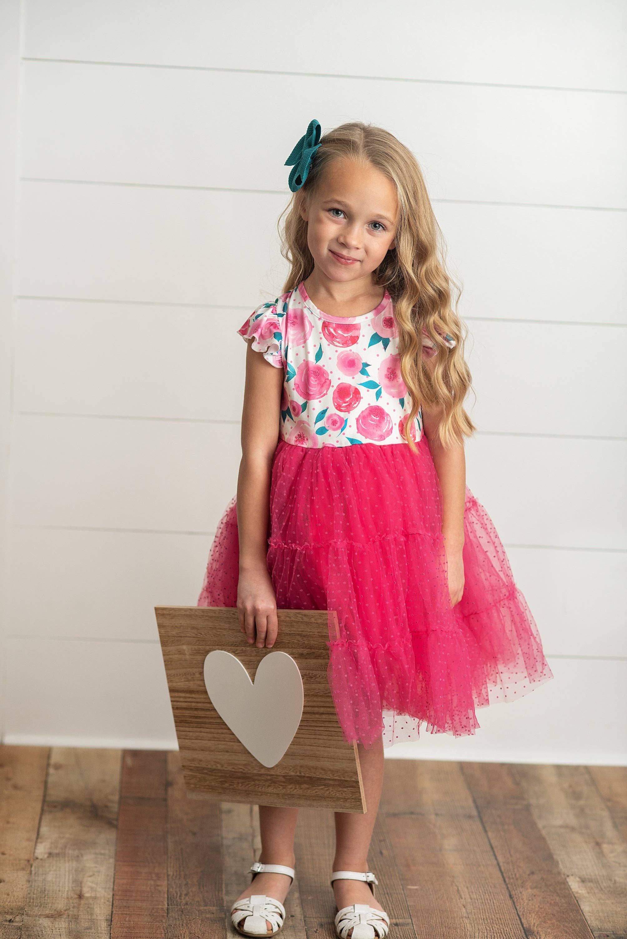 Bright Pink Rose Tiered Tulle Spring Easter Dress