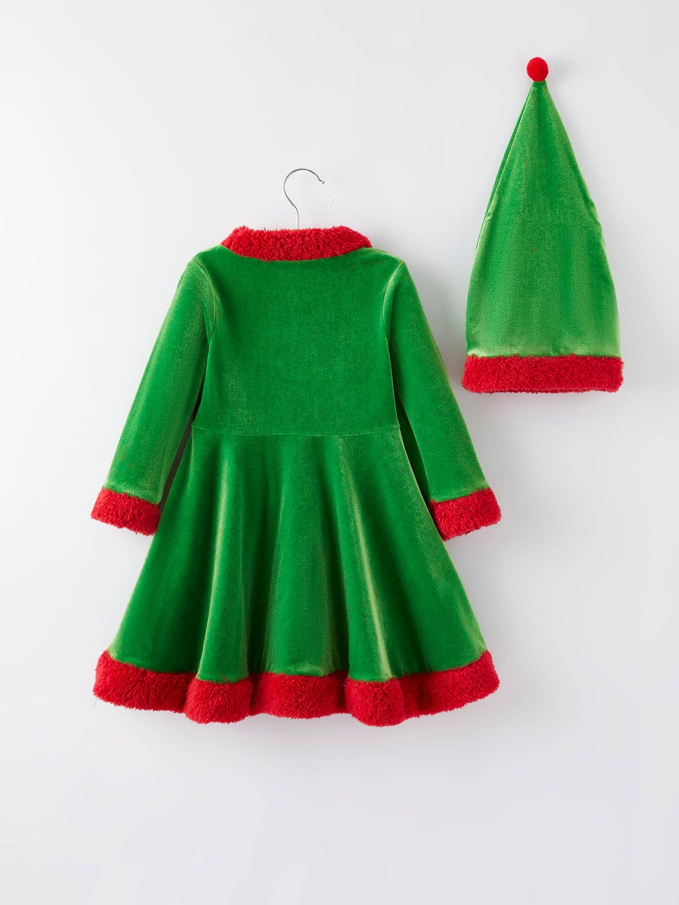 Rylee Faith Designs - Christmas Green Velvet Girls Dress with hat