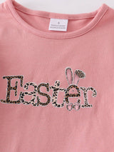 Pink "easter"leopard  skirt set