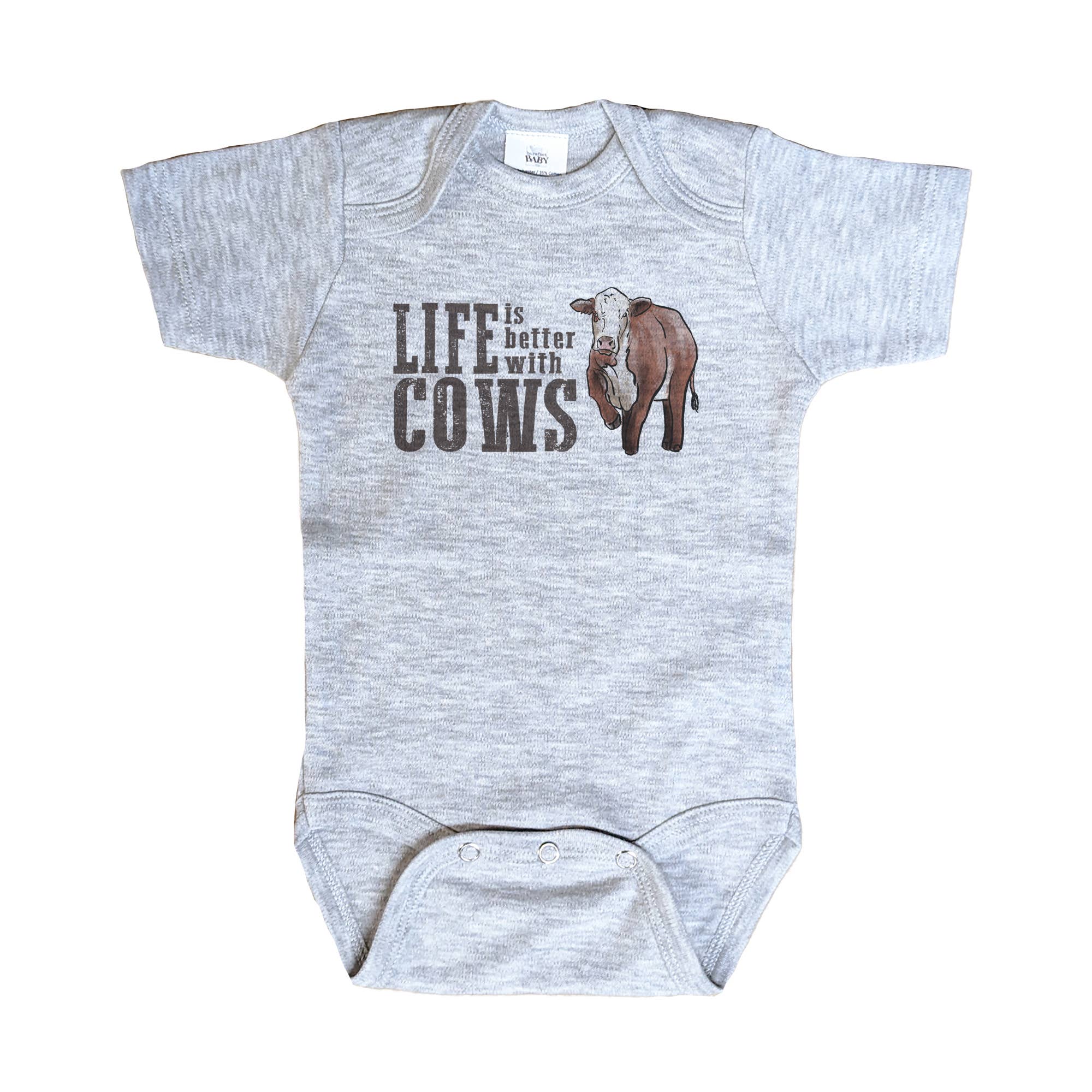 "Life is better with cows" baby bodysuit